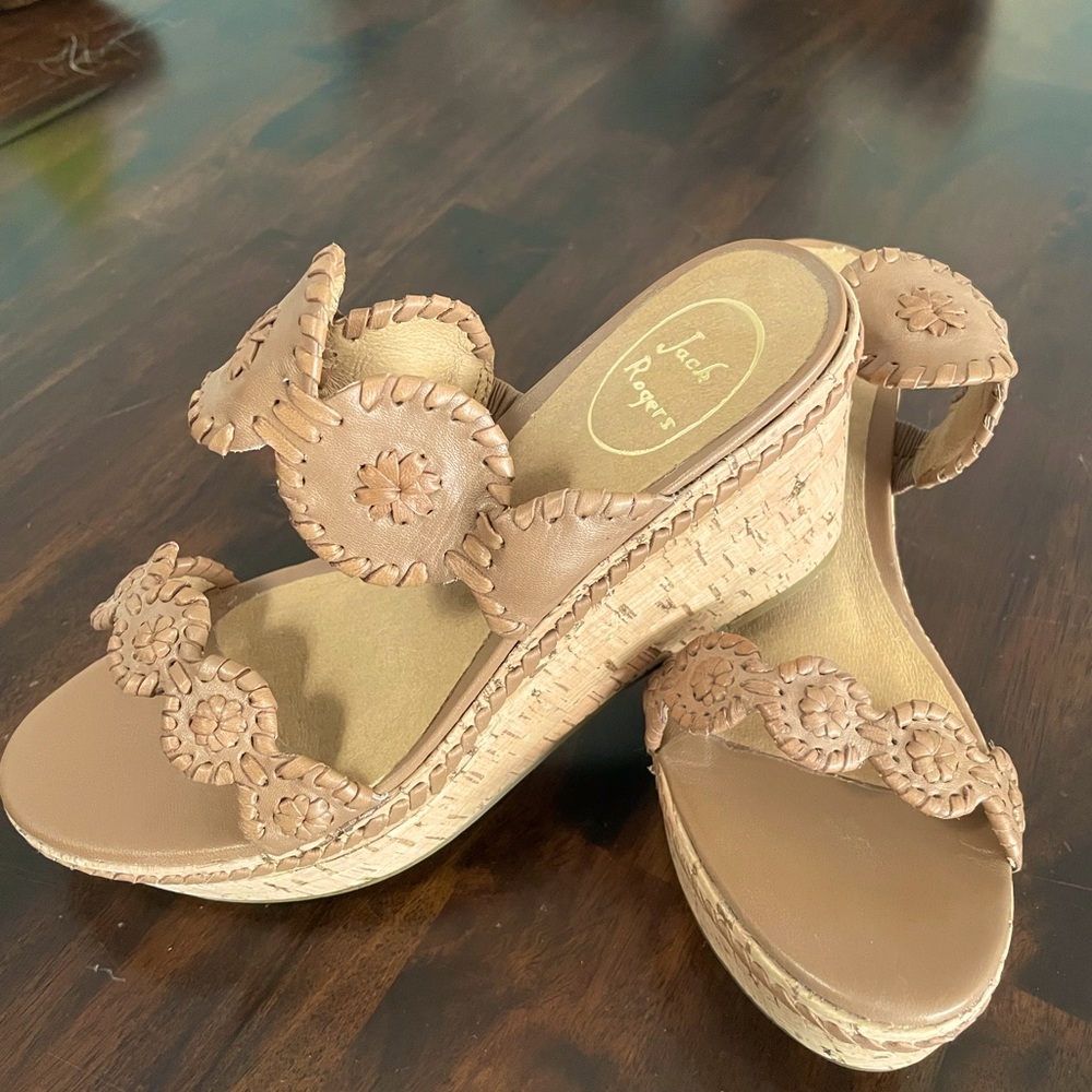 Jack Rogers Leigh cork wedges 8.5 Tan